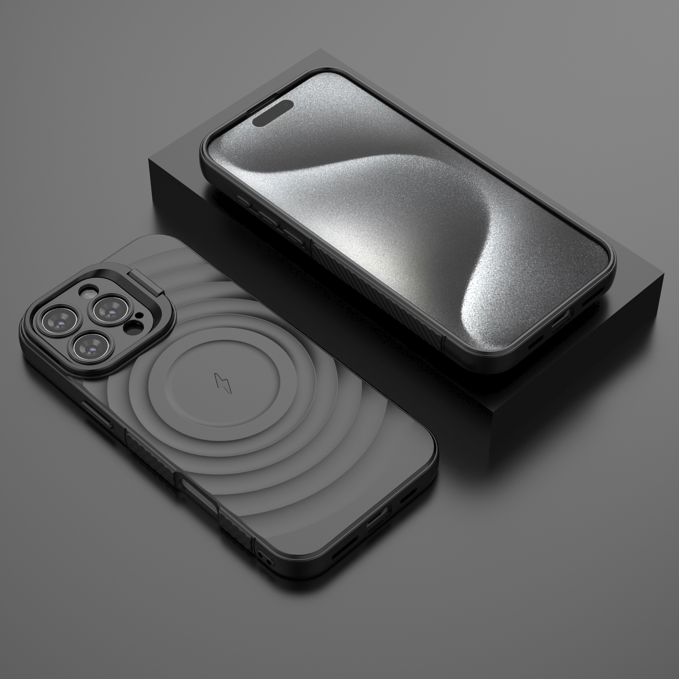 Matte Black - TitanShield Wave Silicone Magsafe Back Case for iPhone 16 Pro Max