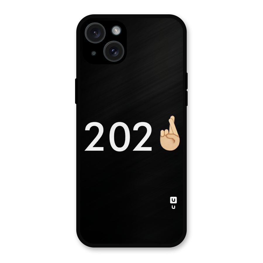 2021 Fingers Crossed Metal Back Case for iPhone 15 Plus