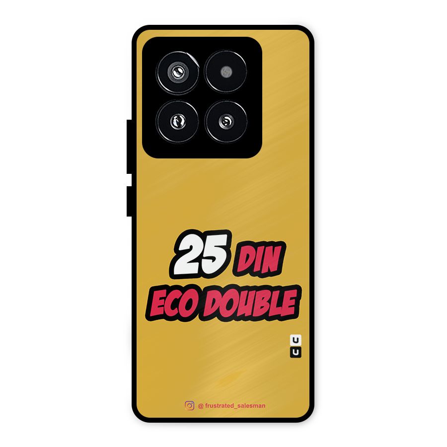 25 Din Eco Double Mustard Yellow Metal Back Case for Xiaomi 14 Pro