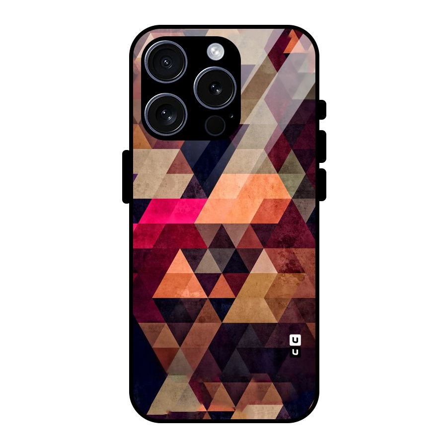 Abstract Beauty Triangles Glass Back Case for iPhone 15 Pro