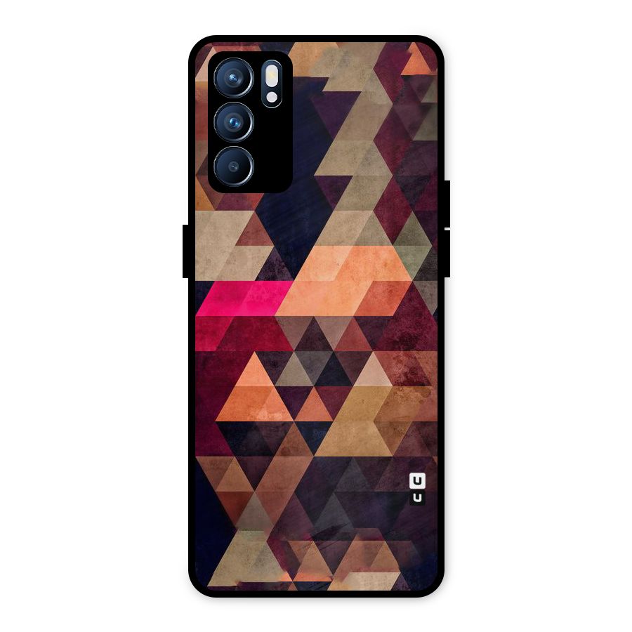Abstract Beauty Triangles Metal Back Case for Oppo Reno6 5G