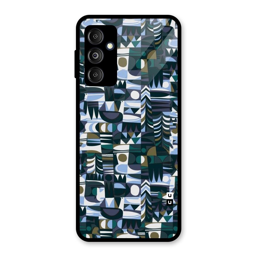 Abstract Blues Glass Back Case for Galaxy M14 5G