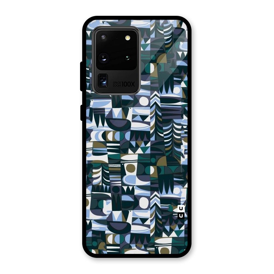 Abstract Blues Glass Back Case for Galaxy S20 Ultra