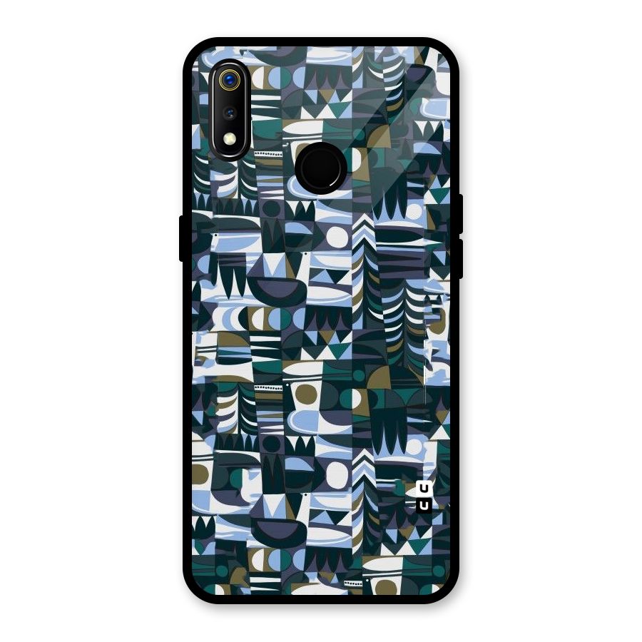 Abstract Blues Glass Back Case for Realme 3