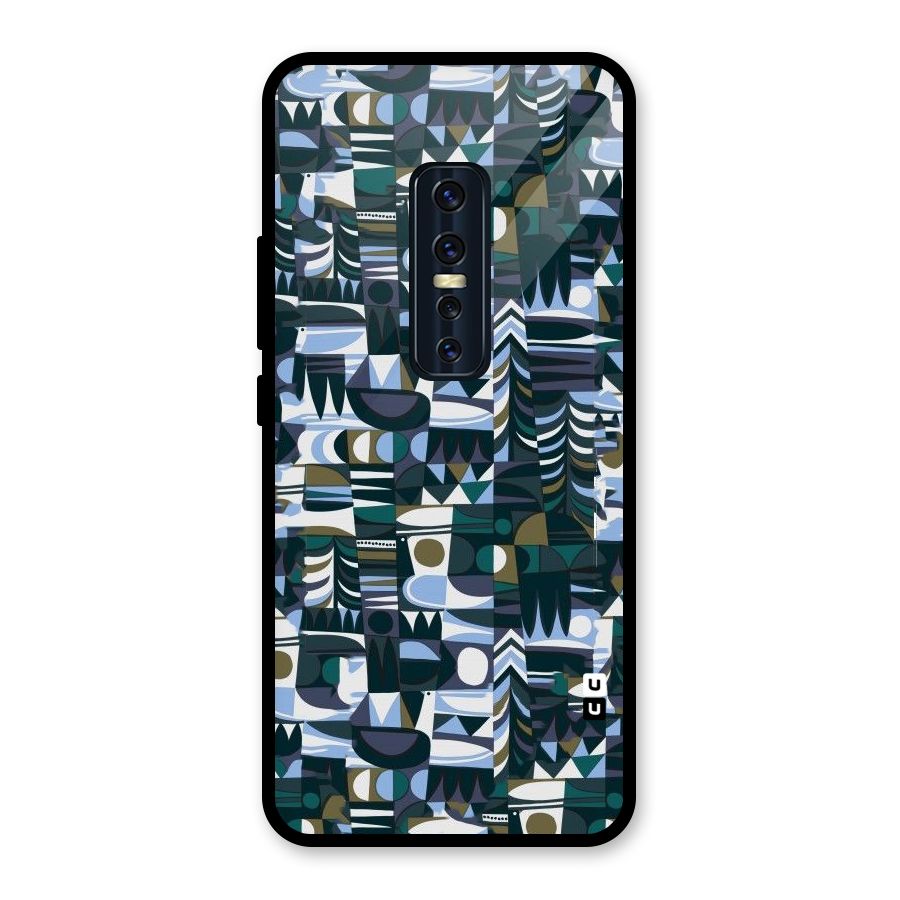 Abstract Blues Glass Back Case for Vivo V17 Pro