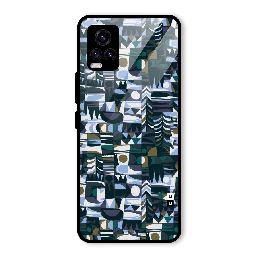 Abstract Blues Glass Back Case for Vivo V20 2021