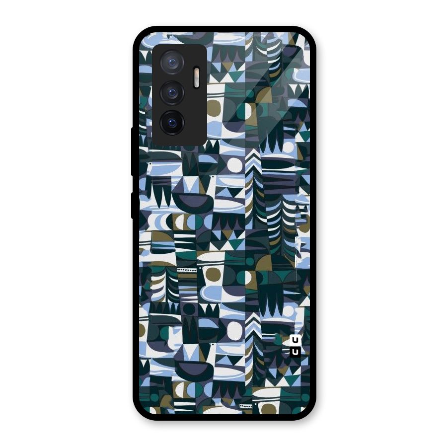 Abstract Blues Glass Back Case for Vivo V23e