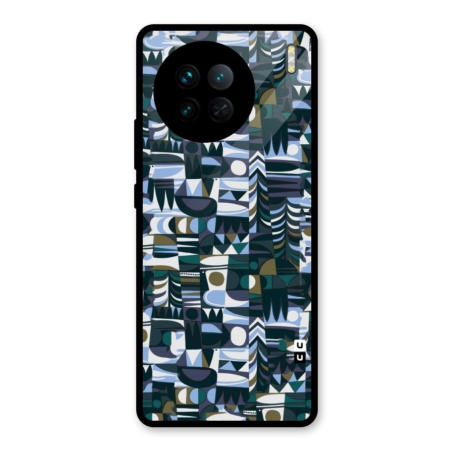 Abstract Blues Glass Back Case for Vivo X90