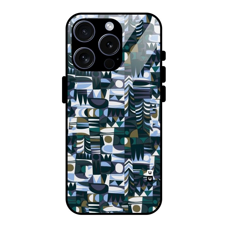 Abstract Blues Glass Back Case for iPhone 15 Pro