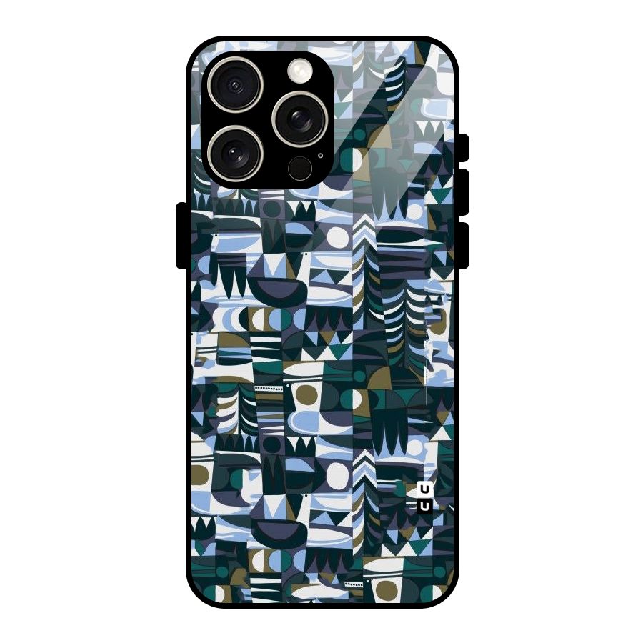 Abstract Blues Glass Back Case for iPhone 15 Pro Max