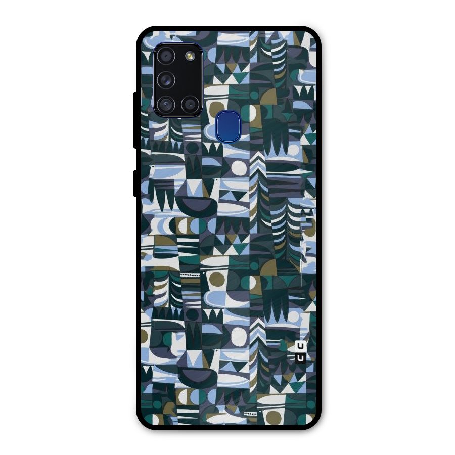Abstract Blues Metal Back Case for Galaxy A21s