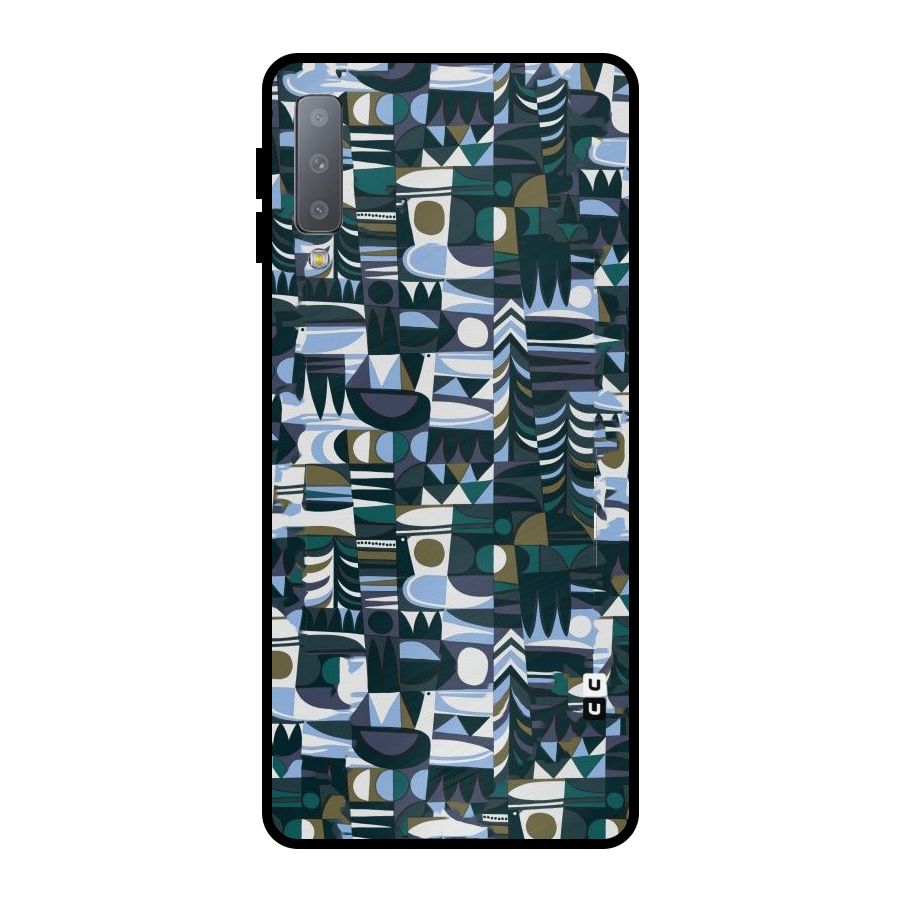 Abstract Blues Metal Back Case for Galaxy A7 (2018)