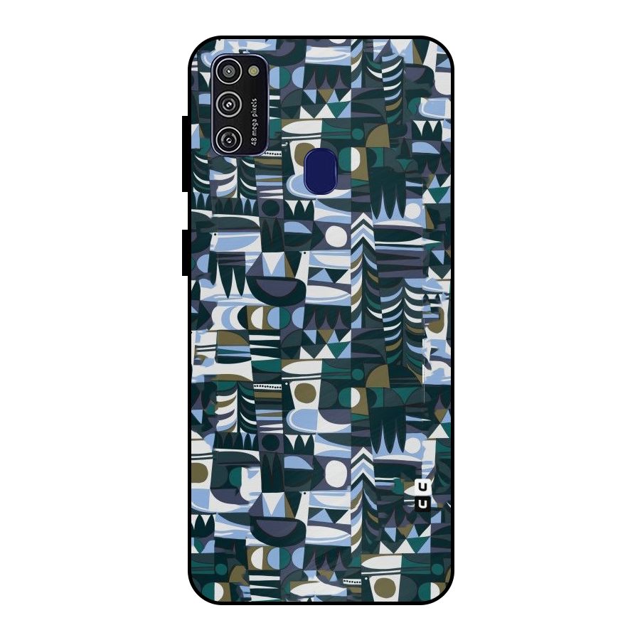 Abstract Blues Metal Back Case for Galaxy M30s