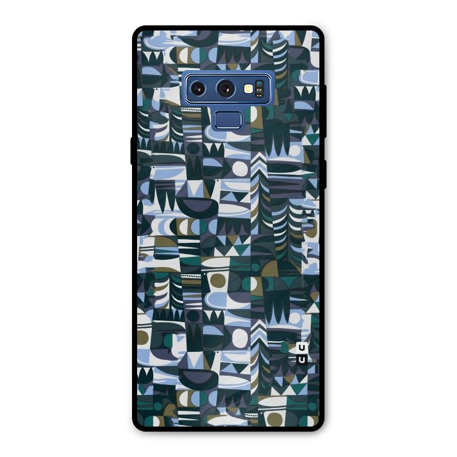 Abstract Blues Metal Back Case for Galaxy Note 9