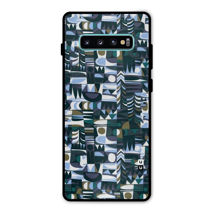 Abstract Blues Metal Back Case for Galaxy S10 Plus