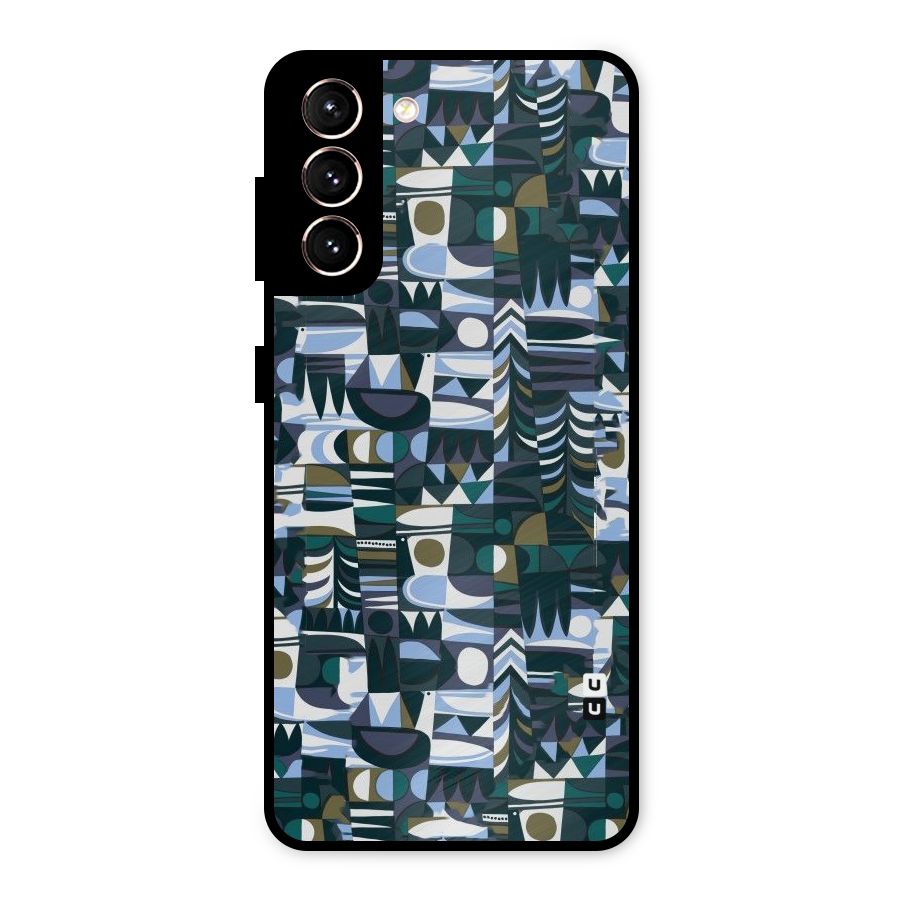 Abstract Blues Metal Back Case for Galaxy S21 5G