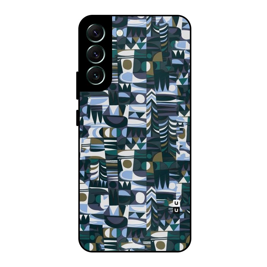 Abstract Blues Metal Back Case for Galaxy S22 Plus 5G