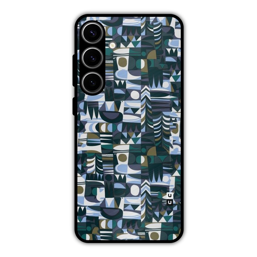 Abstract Blues Metal Back Case for Galaxy S24 Plus