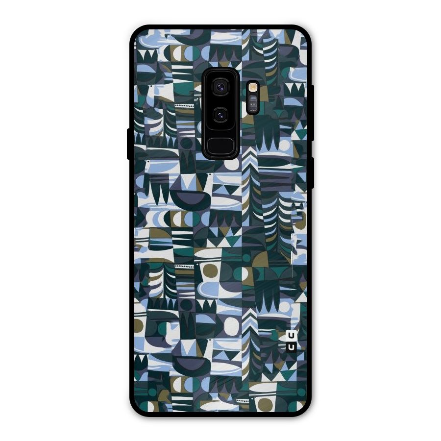 Abstract Blues Metal Back Case for Galaxy S9 Plus