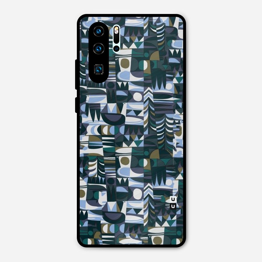 Abstract Blues Metal Back Case for Huawei P30 Pro