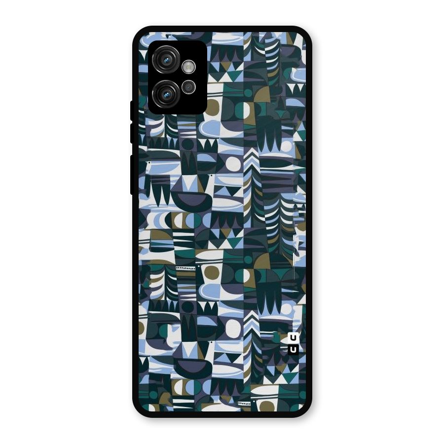Abstract Blues Metal Back Case for Moto G32