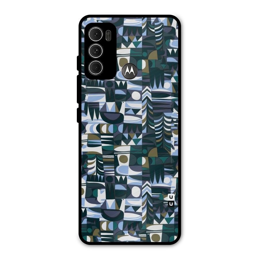 Abstract Blues Metal Back Case for Moto G60