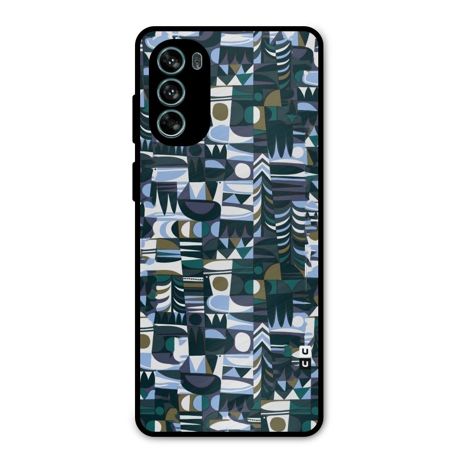 Abstract Blues Metal Back Case for Moto G62