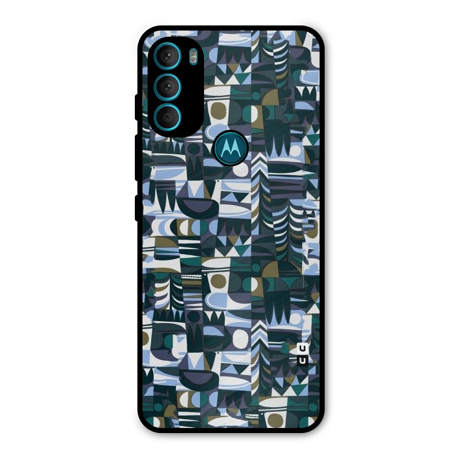 Abstract Blues Metal Back Case for Moto G71 5G