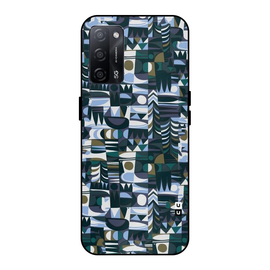 Abstract Blues Metal Back Case for Oppo A53s 5G
