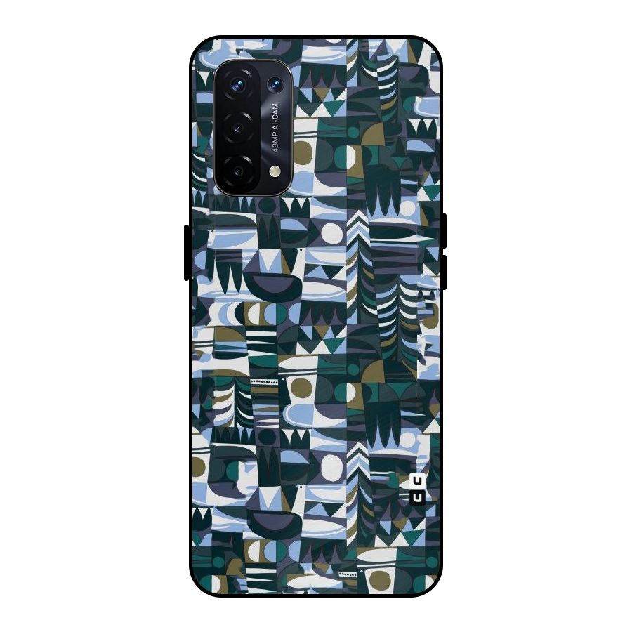 Abstract Blues Metal Back Case for Oppo A74 5G