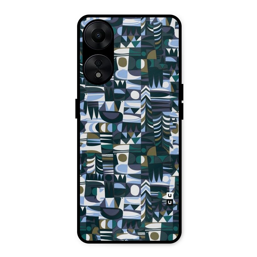 Abstract Blues Metal Back Case for Oppo A78 5G