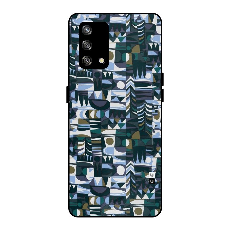 Abstract Blues Metal Back Case for Oppo F19