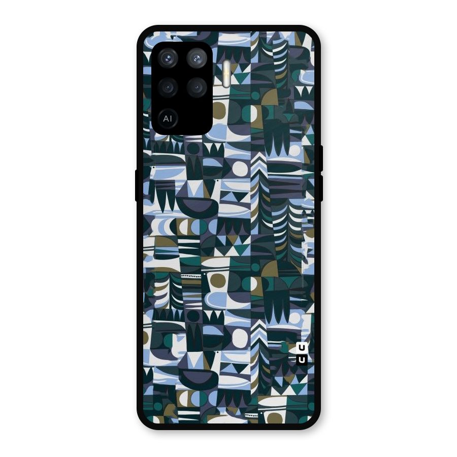 Abstract Blues Metal Back Case for Oppo F19 Pro