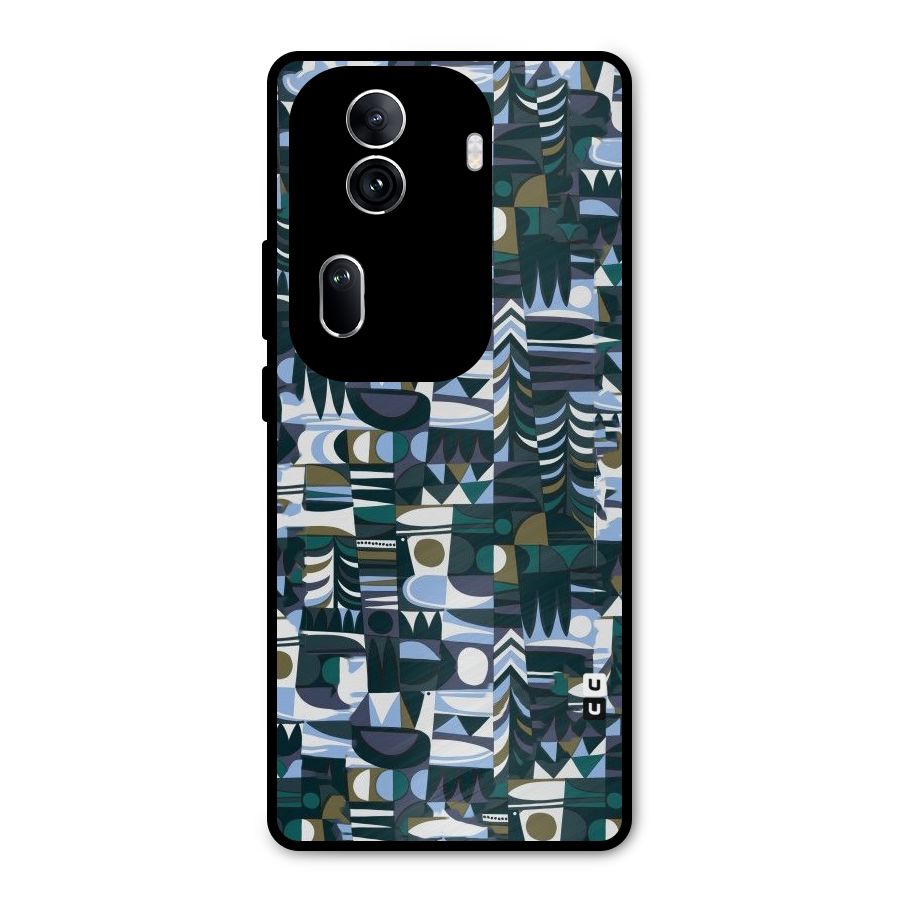 Abstract Blues Metal Back Case for Oppo Reno11 Pro 5G