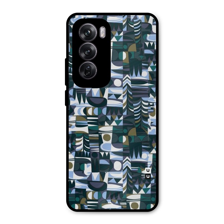 Abstract Blues Metal Back Case for Oppo Reno12 Pro