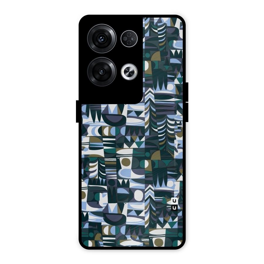 Abstract Blues Metal Back Case for Oppo Reno8 Pro 5G