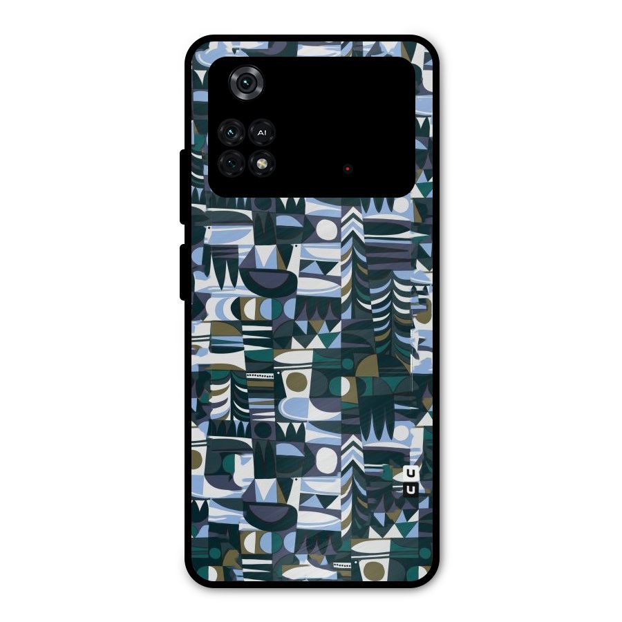 Abstract Blues Metal Back Case for Poco M4 Pro 4G