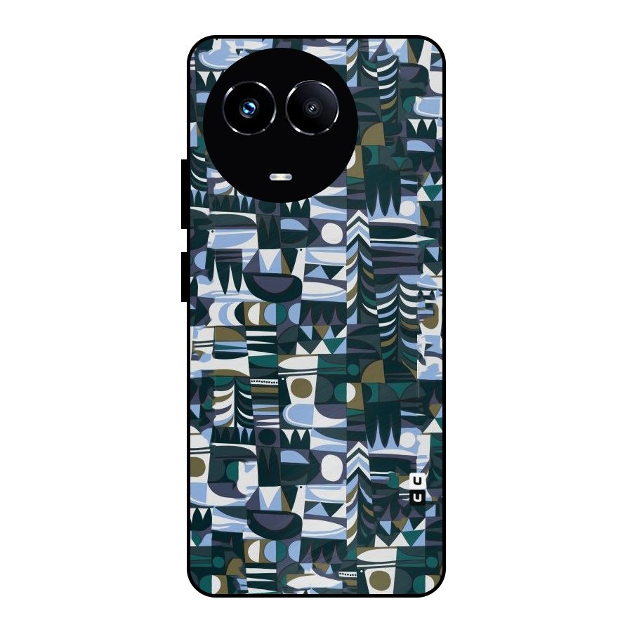 Abstract Blues Metal Back Case for Realme 11X