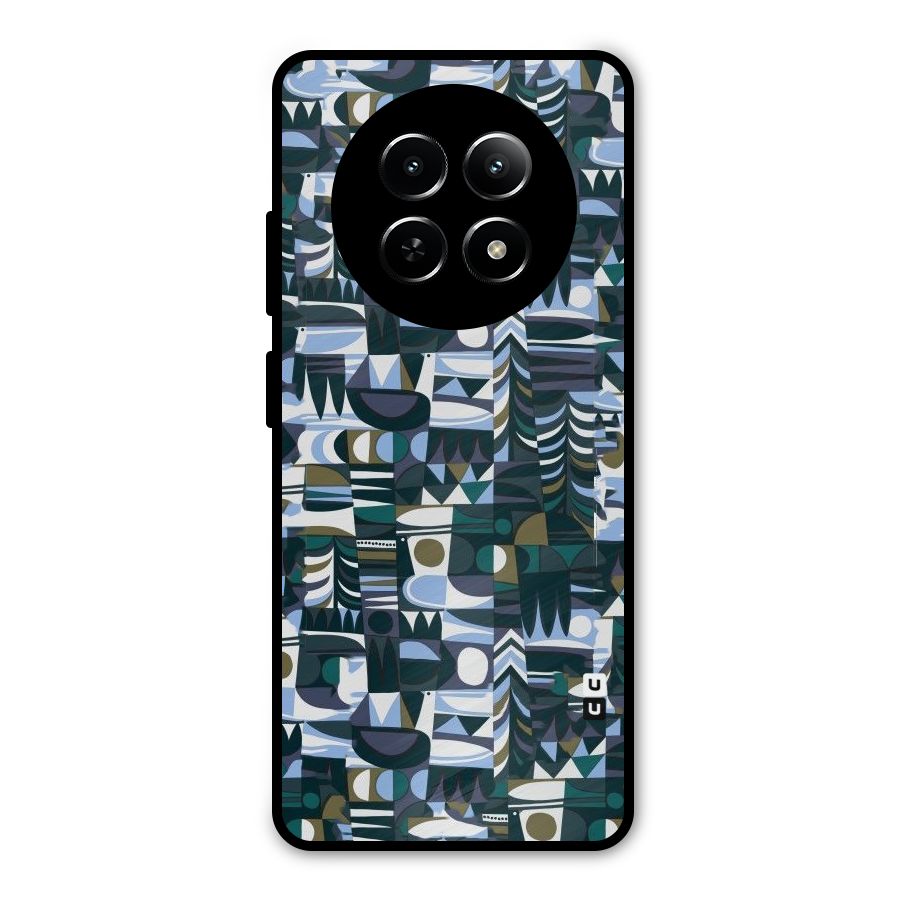Abstract Blues Metal Back Case for Realme Narzo 70x 5G