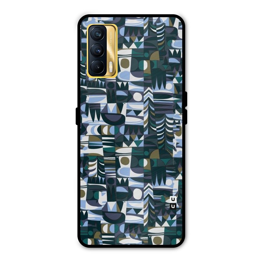 Abstract Blues Metal Back Case for Realme X7