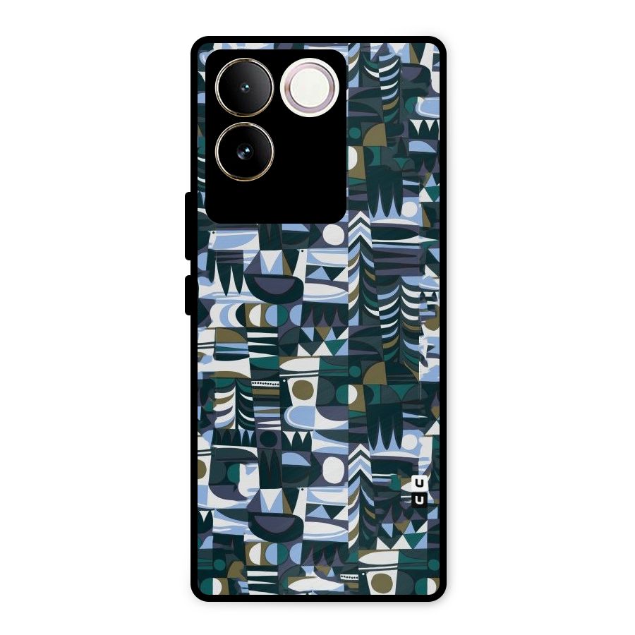 Abstract Blues Metal Back Case for Vivo T2 Pro