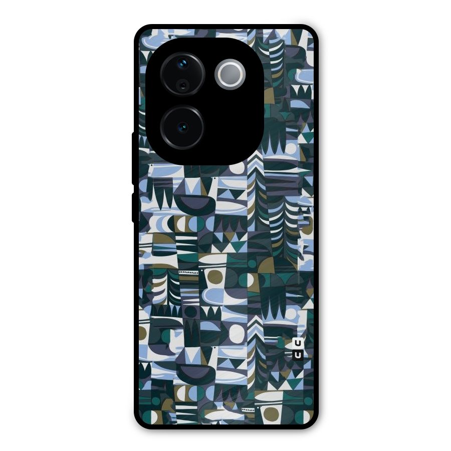 Abstract Blues Metal Back Case for Vivo T3 Pro