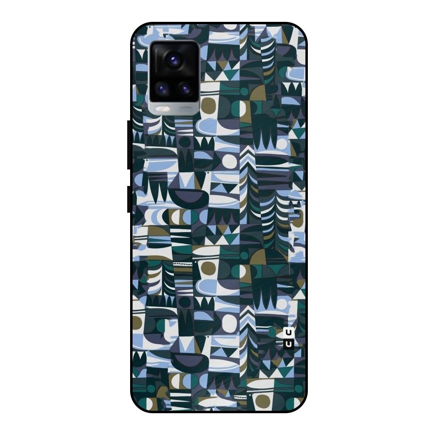 Abstract Blues Metal Back Case for Vivo V20 2021