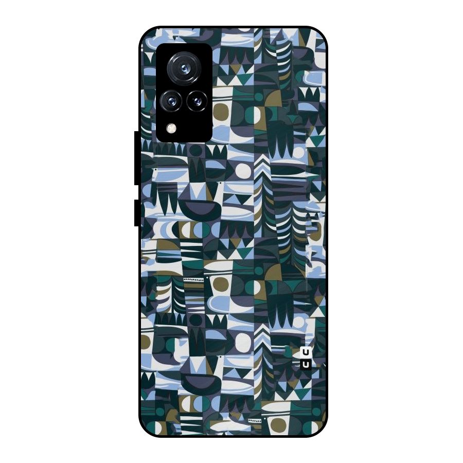 Abstract Blues Metal Back Case for Vivo V21 5G