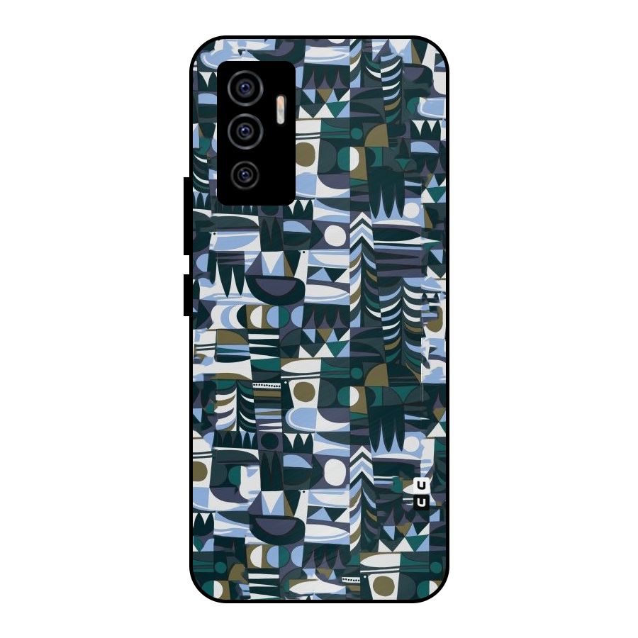 Abstract Blues Metal Back Case for Vivo V23e