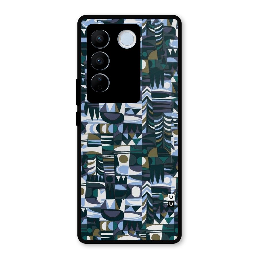 Abstract Blues Metal Back Case for Vivo V27 Pro