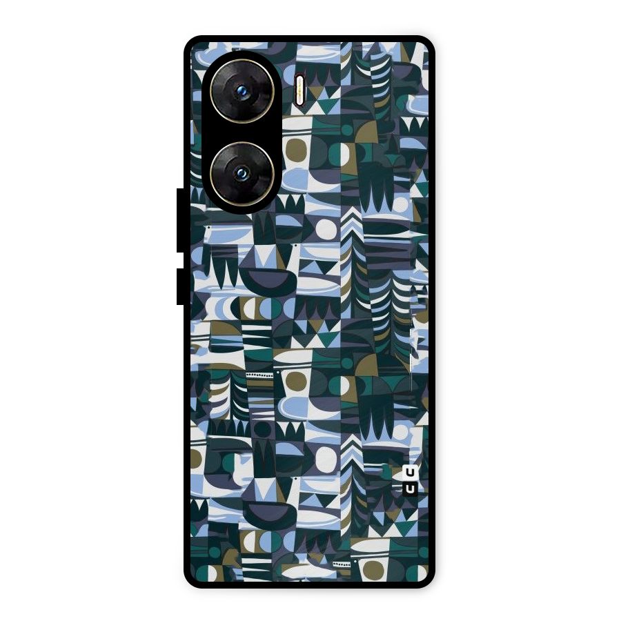 Abstract Blues Metal Back Case for Vivo V29e