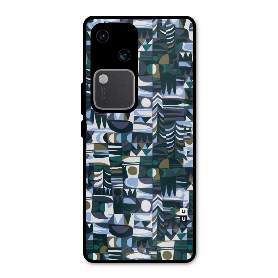 Abstract Blues Metal Back Case for Vivo V30 Pro