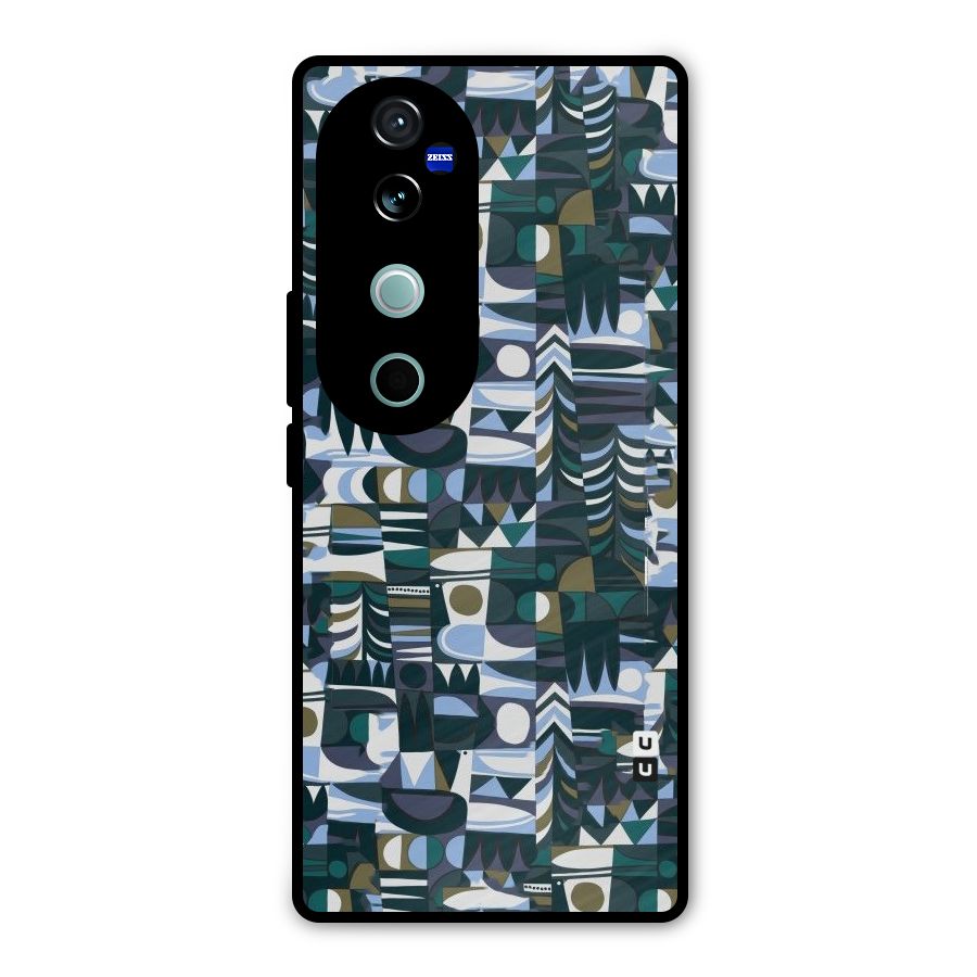 Abstract Blues Metal Back Case for Vivo V40 Pro