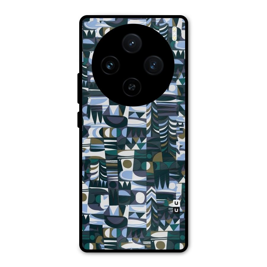Abstract Blues Metal Back Case for Vivo X100